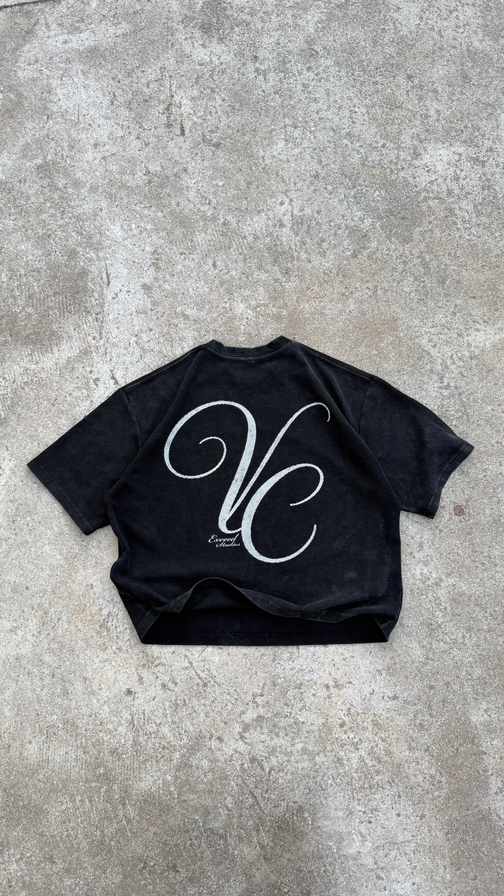 Vision Club Waffle Knit Boxy Tee - Washed Black